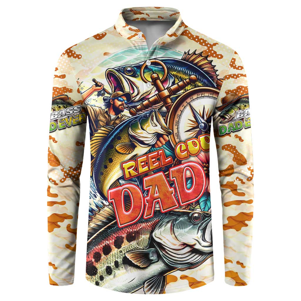 Bass Fishing Reel Cool Dad Button Sweatshirt Tropical Vintage