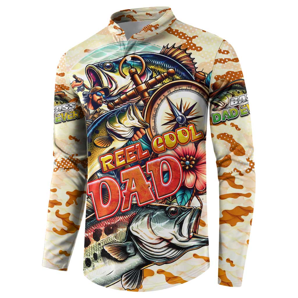 Bass Fishing Reel Cool Dad Button Sweatshirt Tropical Vintage