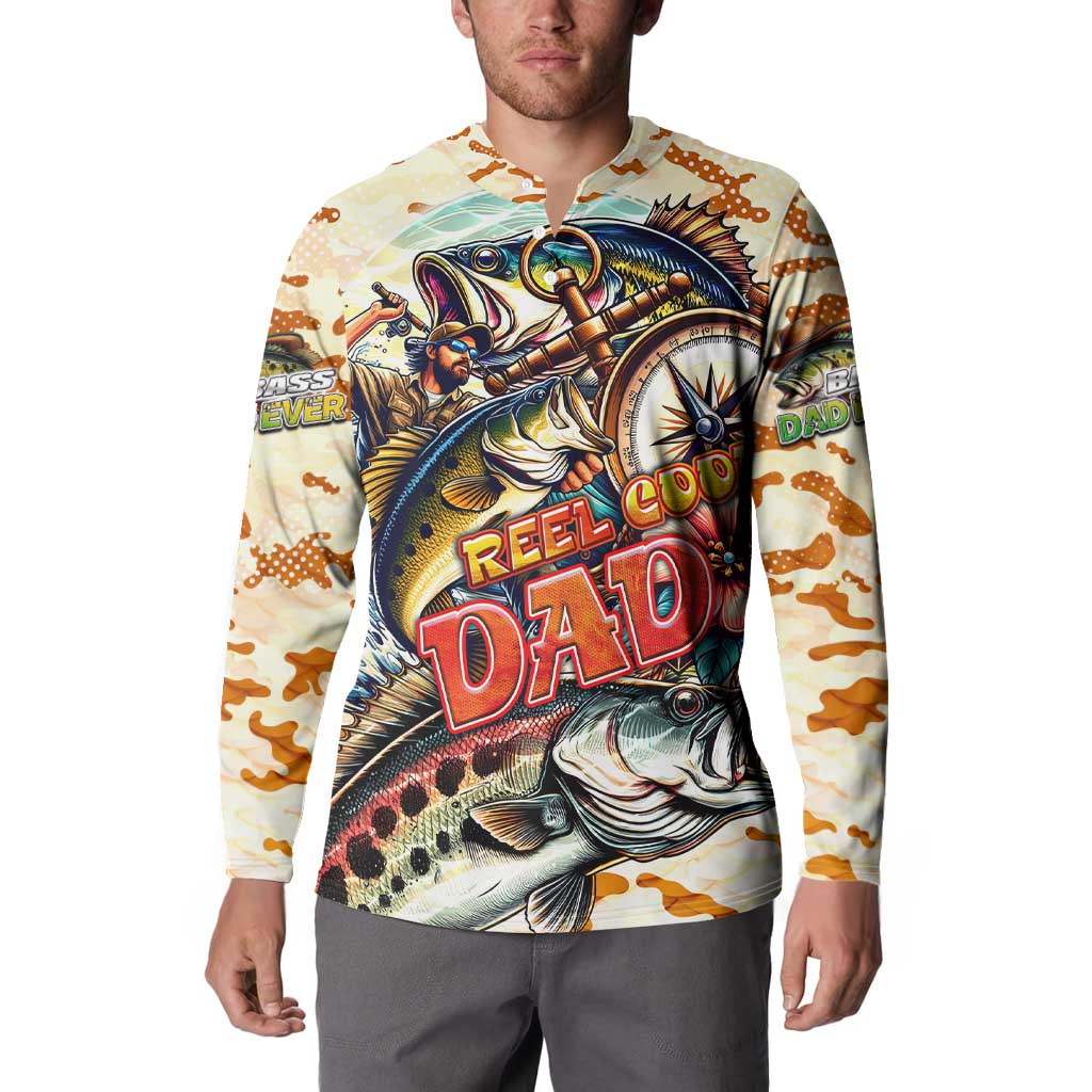 Bass Fishing Reel Cool Dad Button Sweatshirt Tropical Vintage