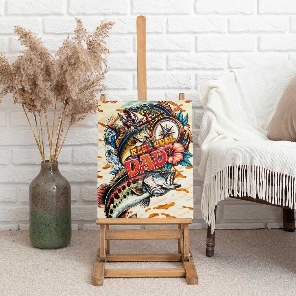 Bass Fishing Reel Cool Dad Canvas Wall Art Tropical Vintage