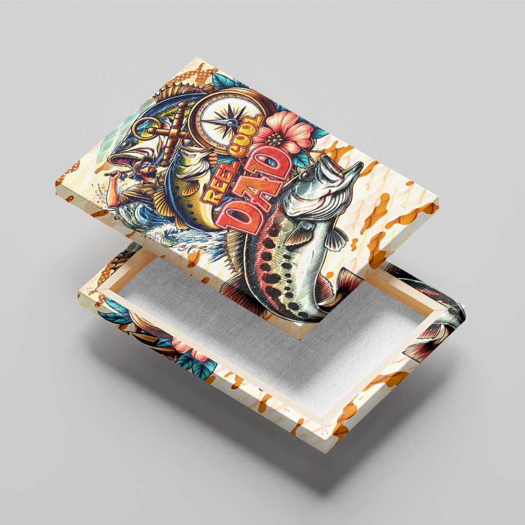 Bass Fishing Reel Cool Dad Canvas Wall Art Tropical Vintage