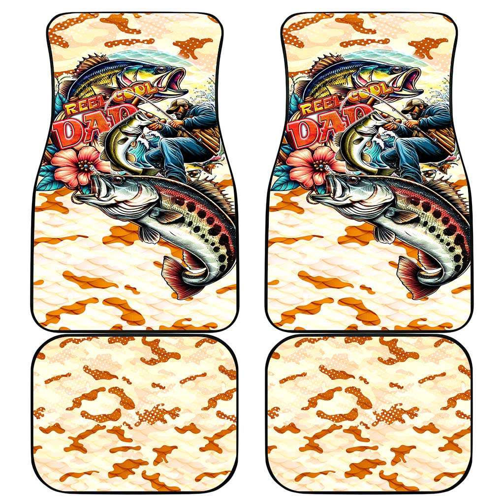 Bass Fishing Reel Cool Dad Car Mats Tropical Vintage