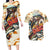Bass Fishing Reel Cool Dad Couples Matching Long Sleeve Bodycon Dress and Hawaiian Shirt Tropical Vintage