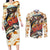 Bass Fishing Reel Cool Dad Couples Matching Long Sleeve Bodycon Dress and Long Sleeve Button Shirt Tropical Vintage