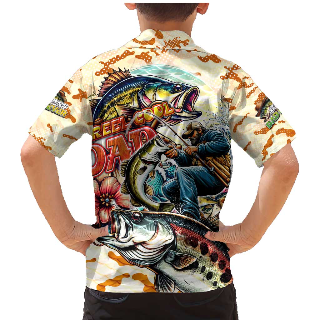 Bass Fishing Reel Cool Dad Family Matching Mermaid Dress and Hawaiian Shirt Tropical Vintage