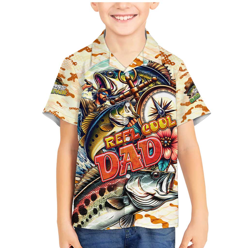 Bass Fishing Reel Cool Dad Family Matching Mermaid Dress and Hawaiian Shirt Tropical Vintage