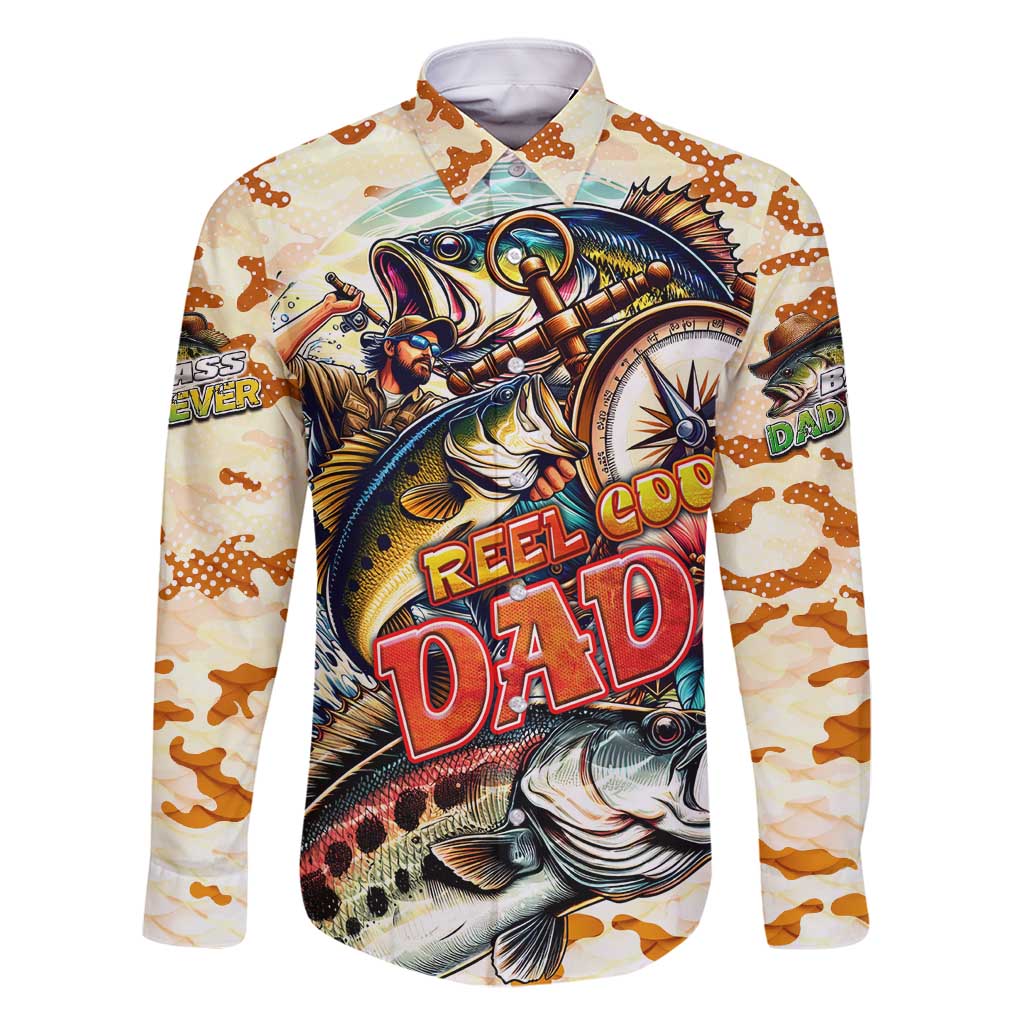 Bass Fishing Reel Cool Dad Family Matching Off Shoulder Maxi Dress and Hawaiian Shirt Tropical Vintage