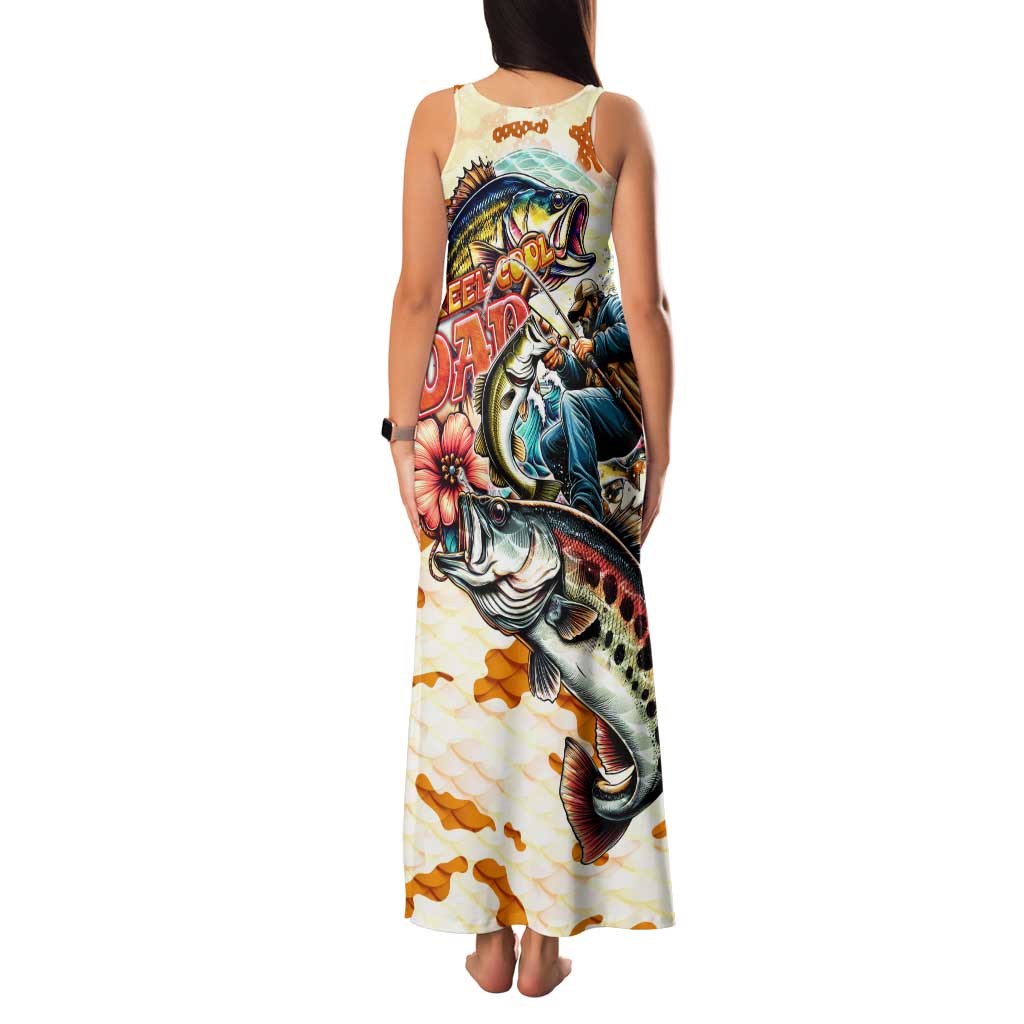 Bass Fishing Reel Cool Dad Family Matching Tank Maxi Dress and Hawaiian Shirt Tropical Vintage