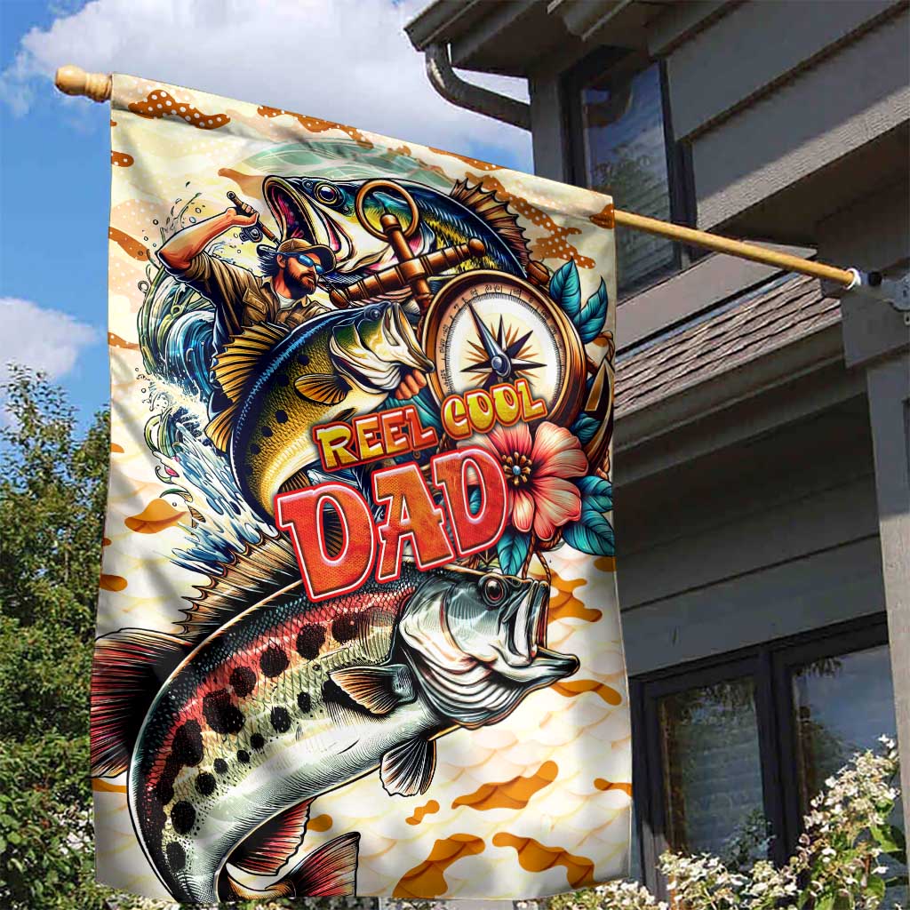 Bass Fishing Reel Cool Dad Garden Flag Tropical Vintage