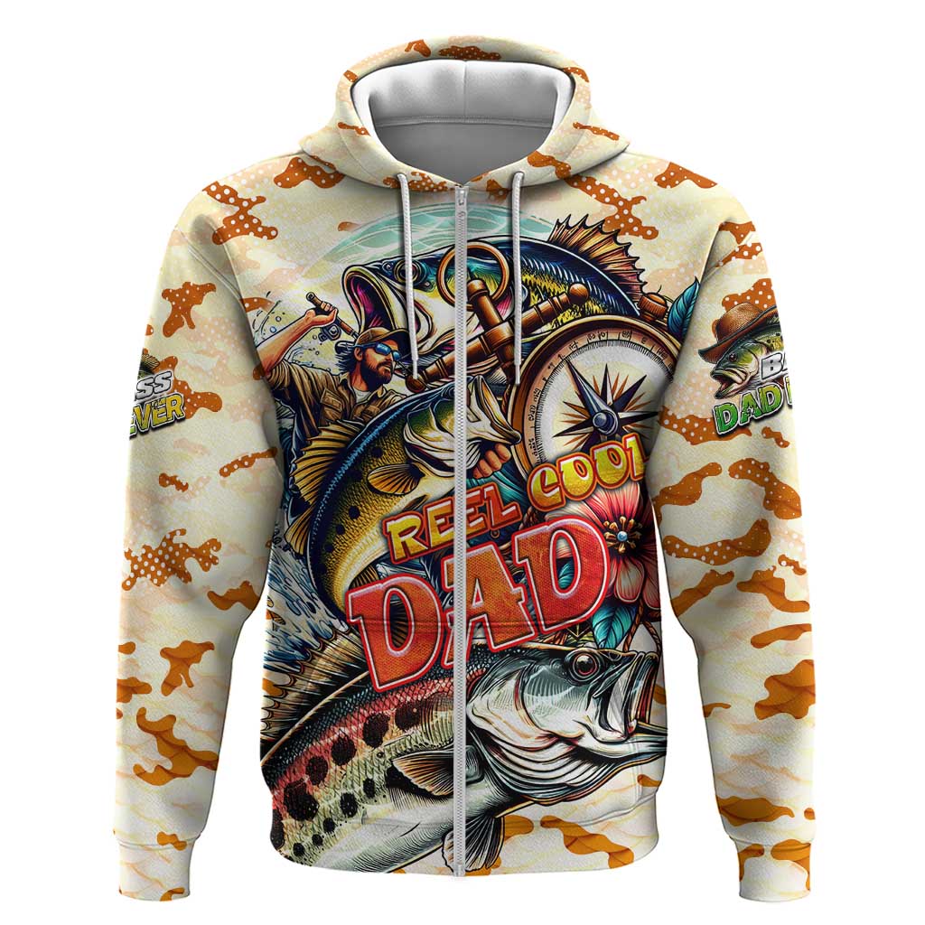 Bass Fishing Reel Cool Dad Hoodie Tropical Vintage Vibe Hoodie
