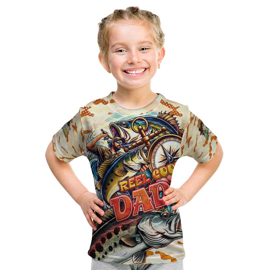 Bass Fishing Reel Cool Dad Kid T Shirt Tropical Vintage