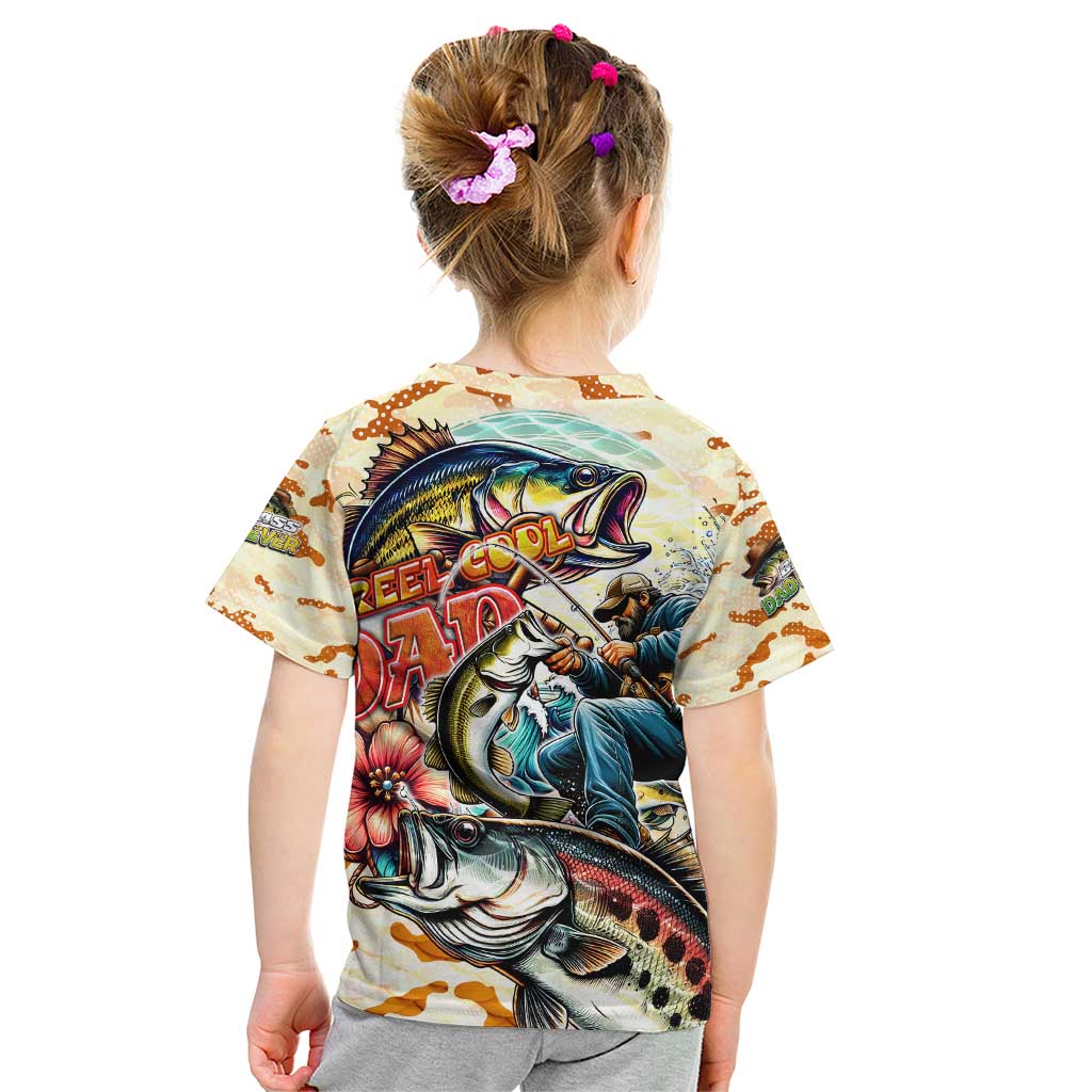 Bass Fishing Reel Cool Dad Kid T Shirt Tropical Vintage