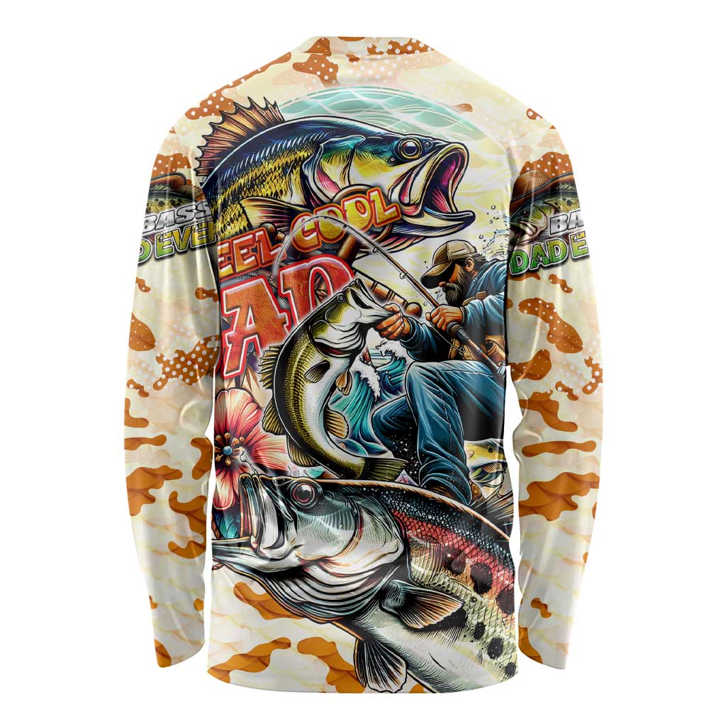 Bass Fishing Reel Cool Dad Long Sleeve Shirt Tropical Vintage