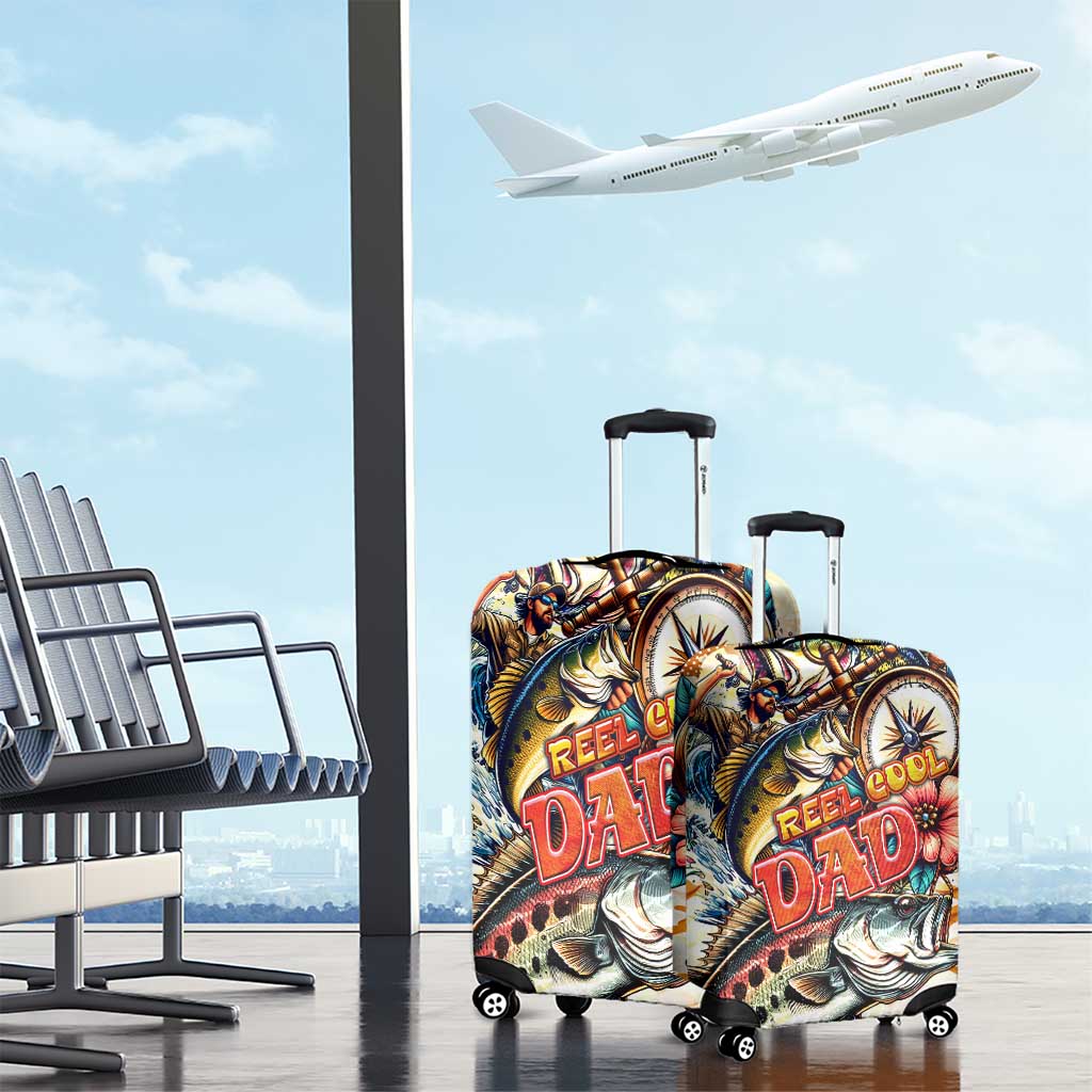Bass Fishing Reel Cool Dad Luggage Cover Tropical Vintage