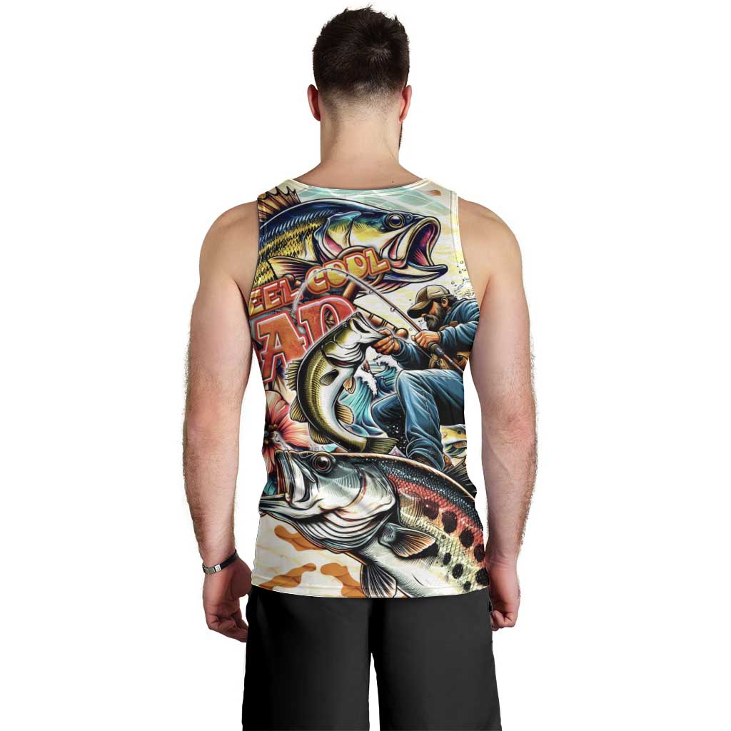 Bass Fishing Reel Cool Dad Men Tank Top Tropical Vintage