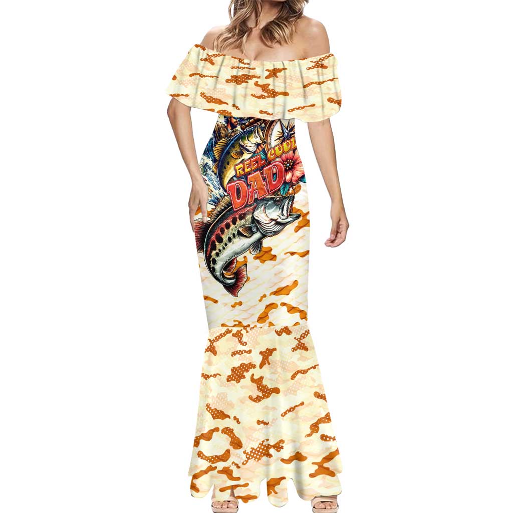 Bass Fishing Reel Cool Dad Mermaid Dress Tropical Vintage