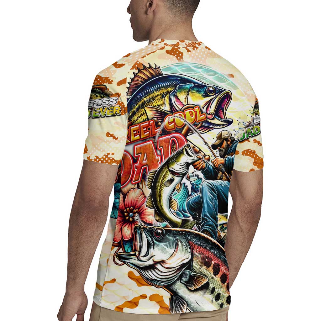 Bass Fishing Reel Cool Dad Rugby Jersey Tropical Vintage