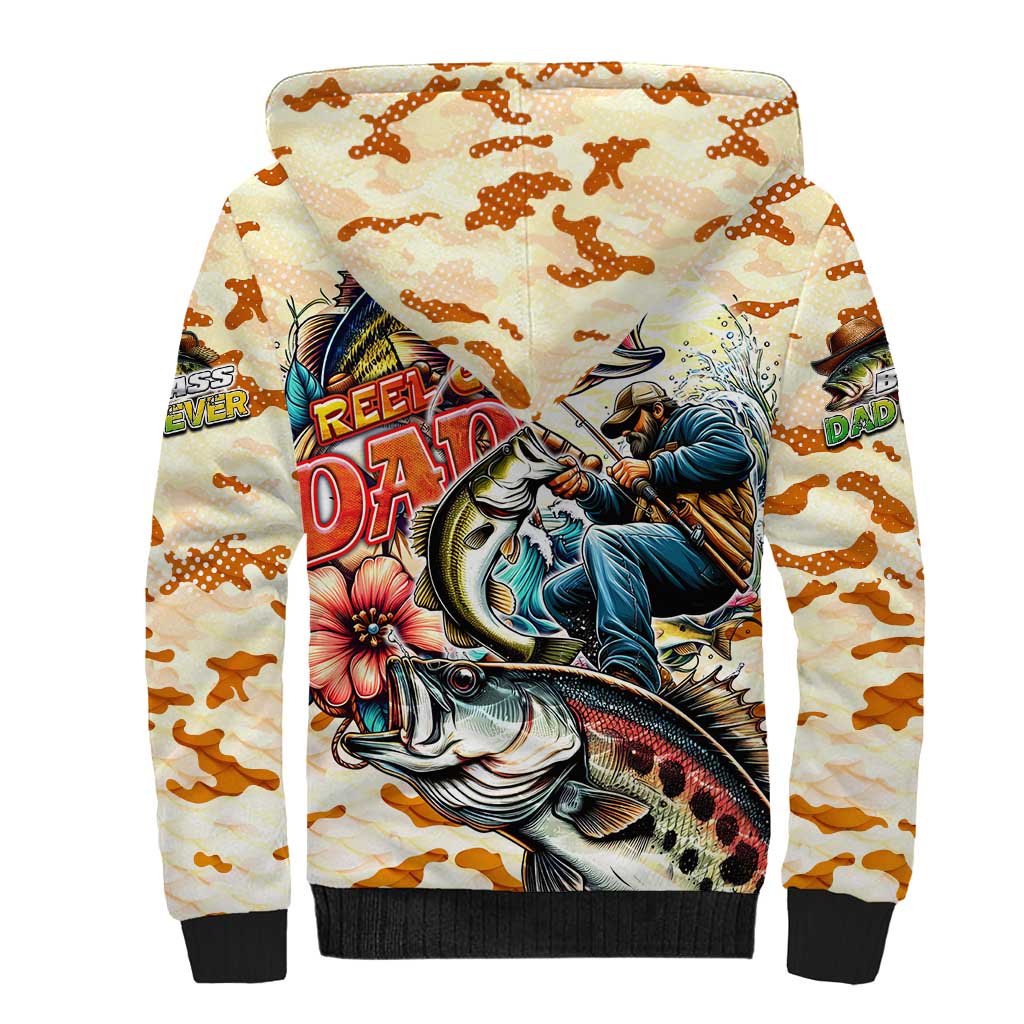 Bass Fishing Reel Cool Dad Sherpa Hoodie Tropical Vintage