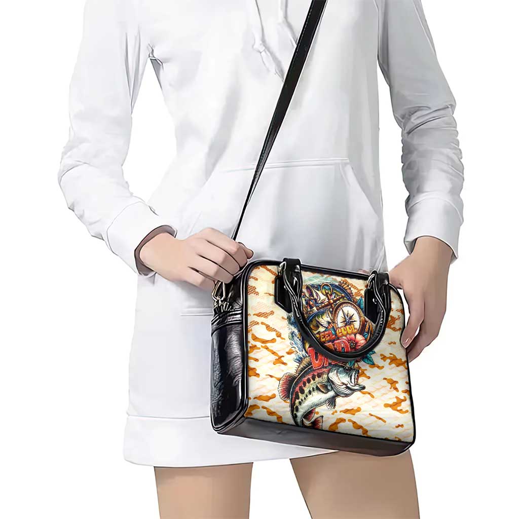 Bass Fishing Reel Cool Dad Shoulder Handbag Tropical Vintage