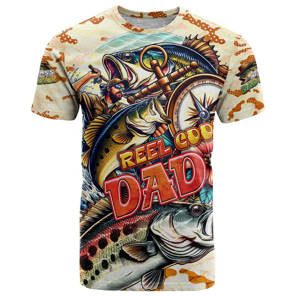 Bass Fishing Reel Cool Dad T Shirt Tropical Vintage