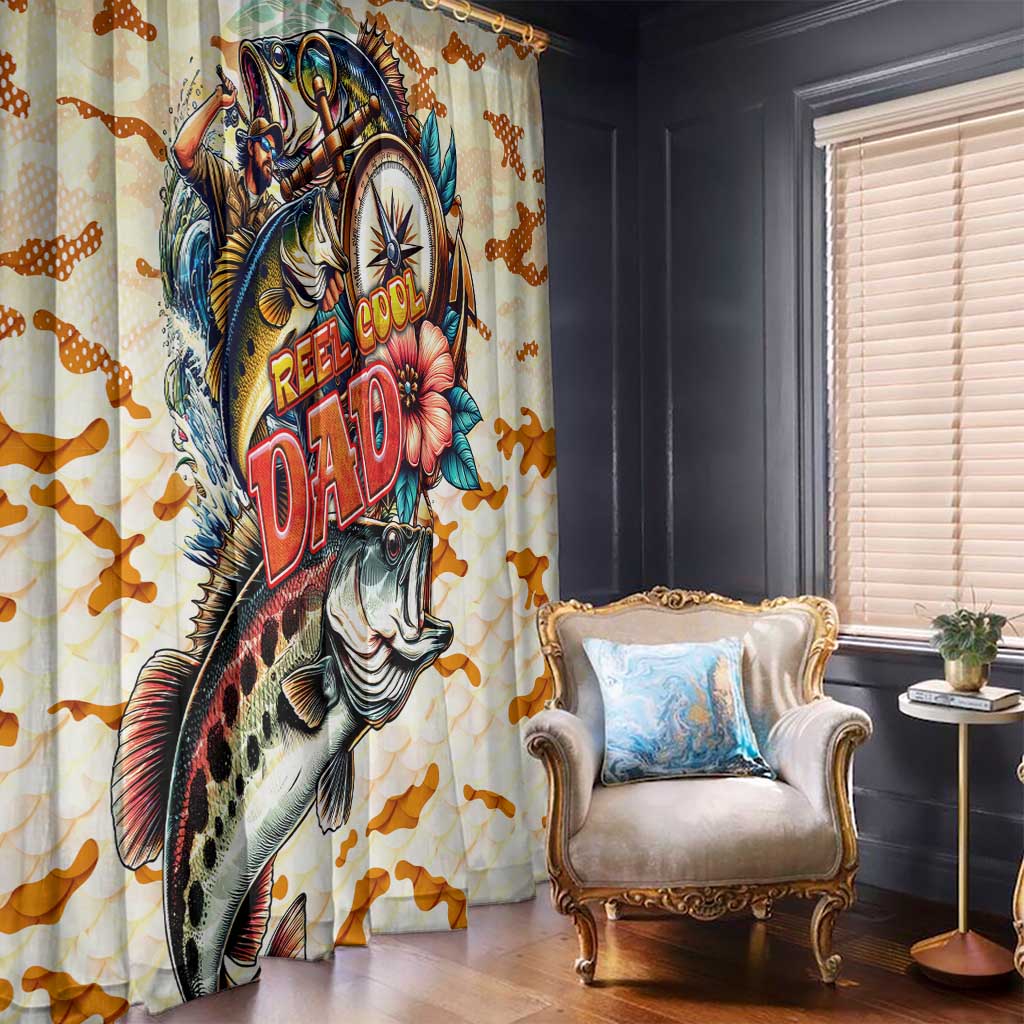 Bass Fishing Reel Cool Dad Window Curtain Tropical Vintage