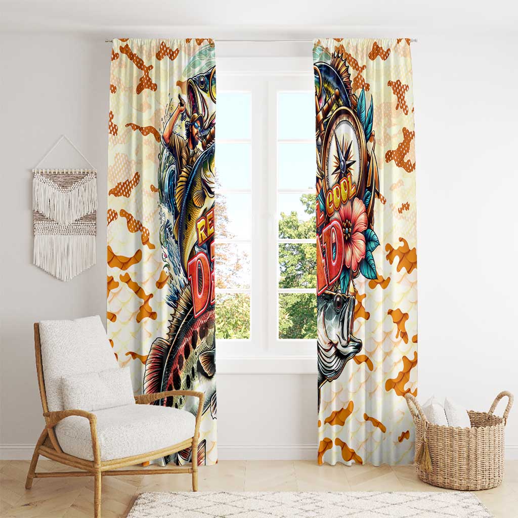 Bass Fishing Reel Cool Dad Window Curtain Tropical Vintage