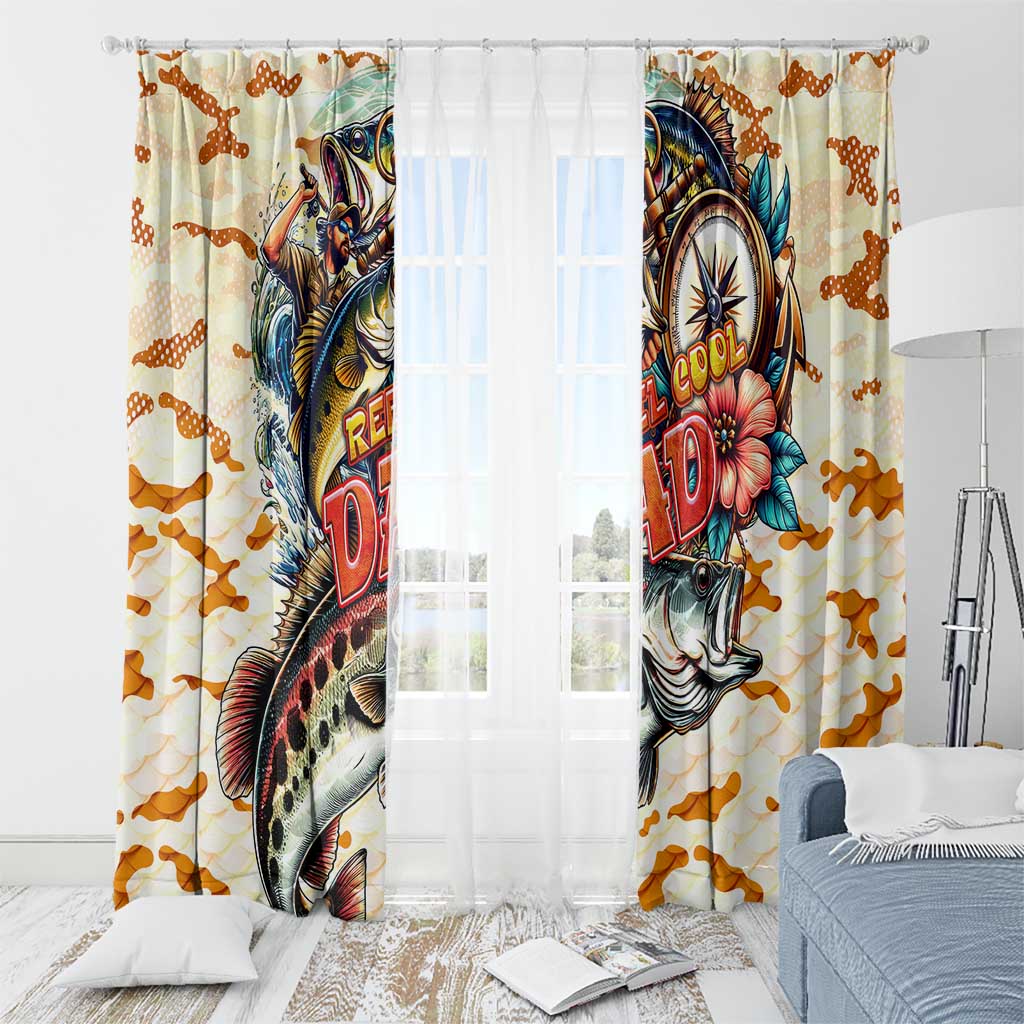 Bass Fishing Reel Cool Dad Window Curtain Tropical Vintage