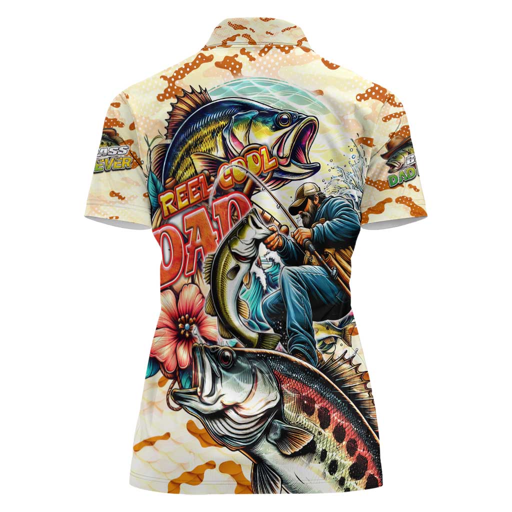 Bass Fishing Reel Cool Dad Women Polo Shirt Tropical Vintage