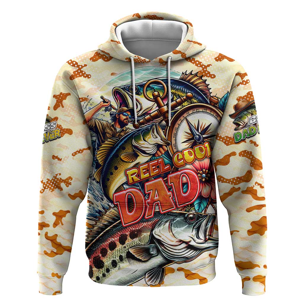 Bass Fishing Reel Cool Dad Zip Hoodie Tropical Vintage