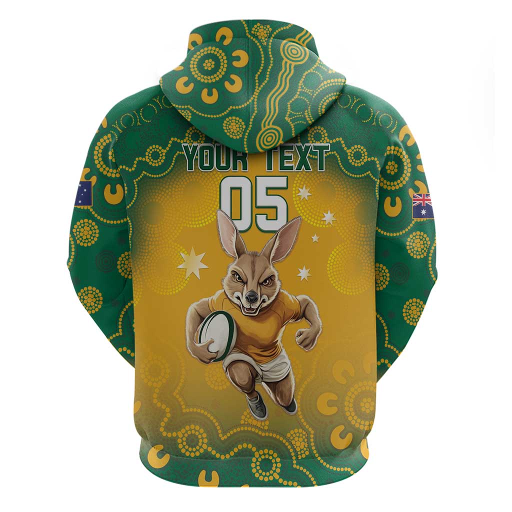 Custom Australia 2024 Rugby Hoodie - Go Wallabies, Aboriginal Pattern by Vibe Hoodie