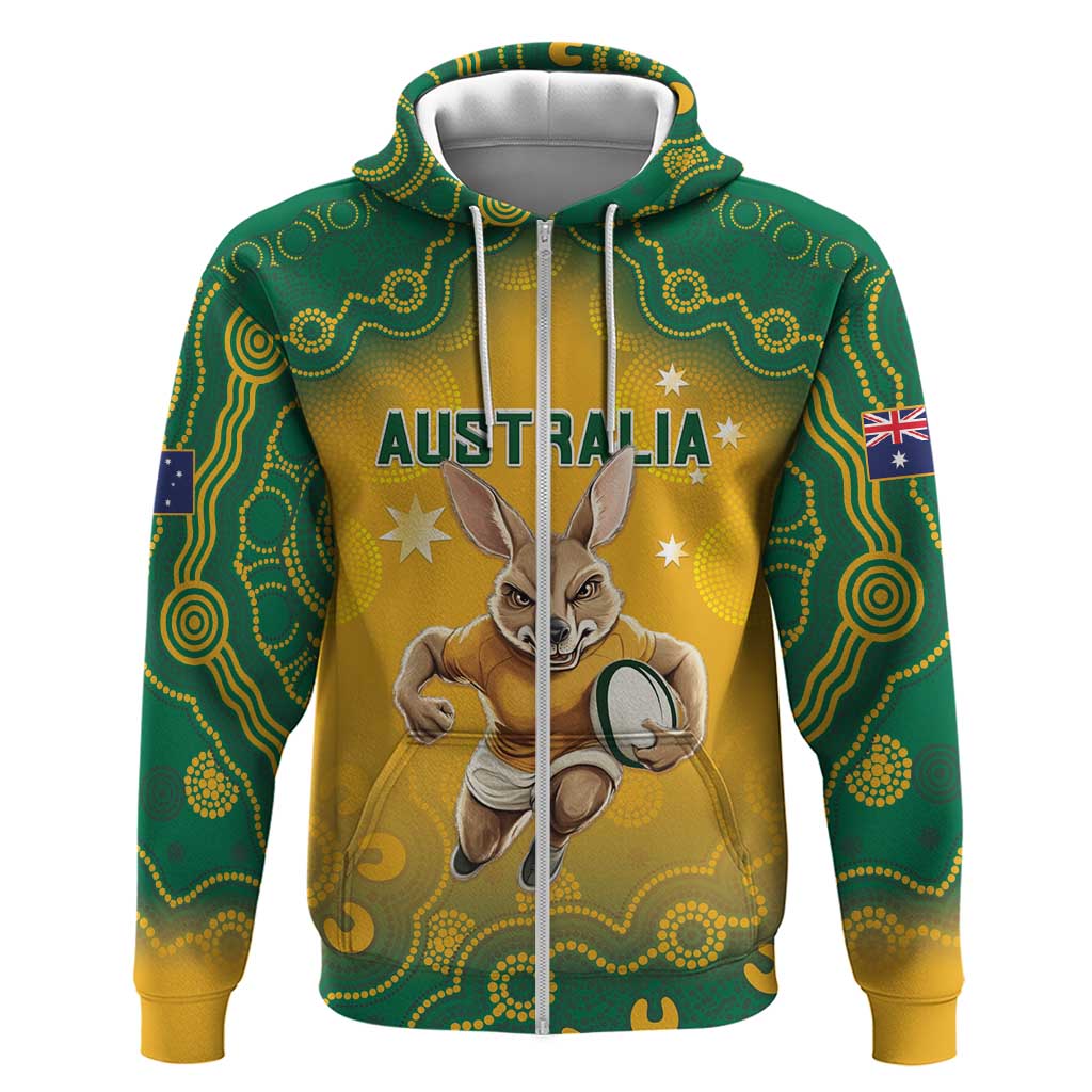 Custom Australia 2024 Rugby Hoodie - Go Wallabies, Aboriginal Pattern by Vibe Hoodie
