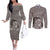 New Zealand Mother's Day Couples Matching Off The Shoulder Long Sleeve Dress and Long Sleeve Button Shirt Maori Mo Toku Mama Silver Fern