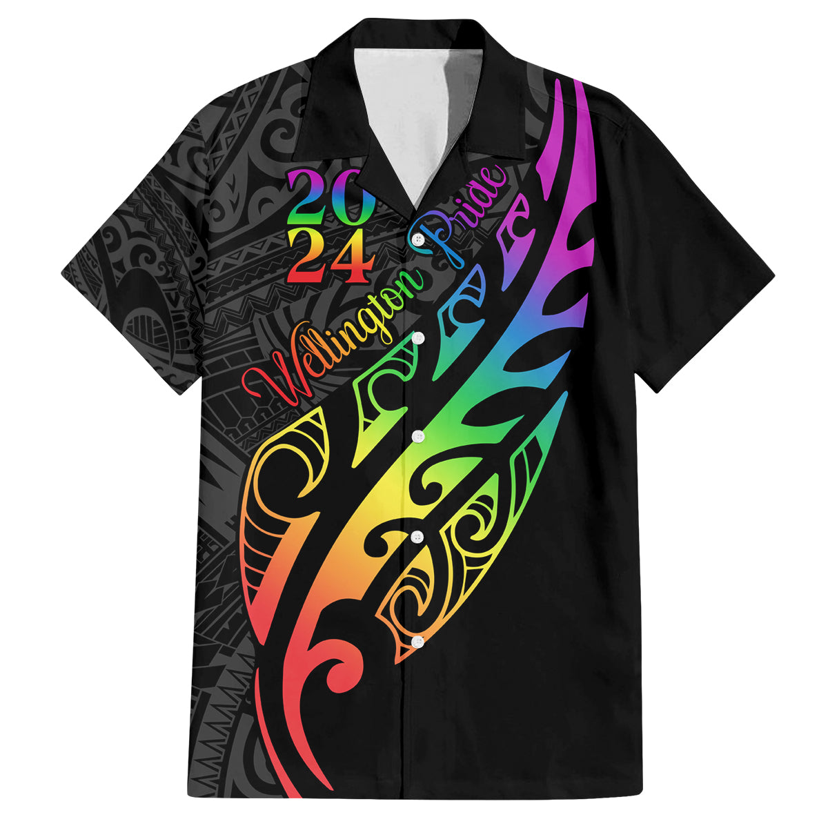 Personalised New Zealand Wellington Pride Family Matching Tank Maxi Dress and Hawaiian Shirt Maori Fern with Pride Flag 2024