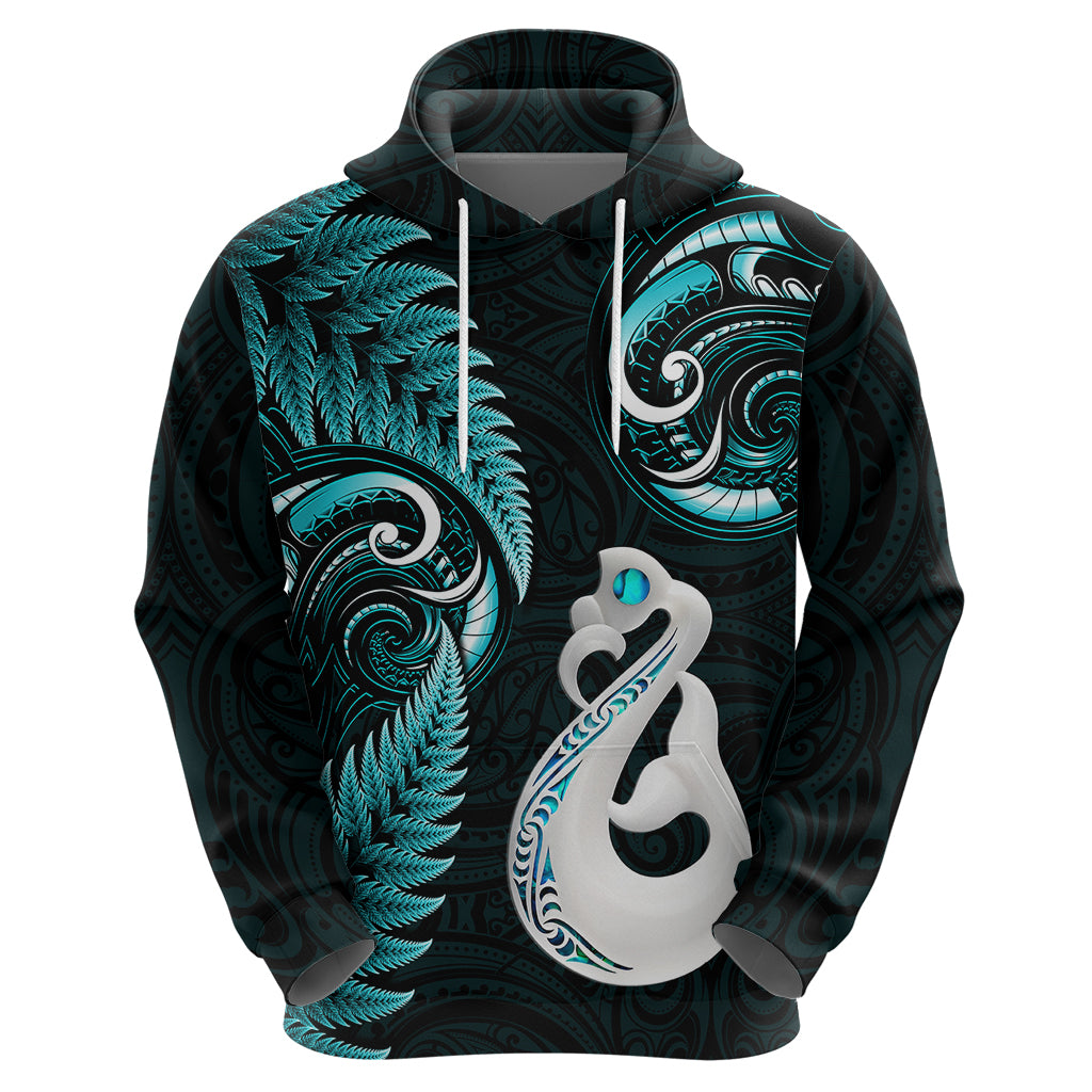 personalised-new-zealand-hoodie-aotearoa-silver-fern-with-manaia-maori-unique-turquoise