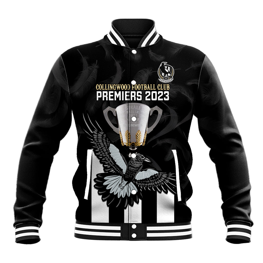 afl-collingwood-baseball-jacket-magpies-premiers-2023-with-trophy-proud
