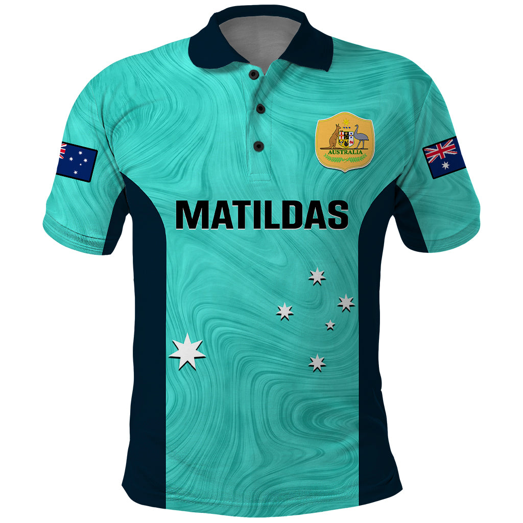 personalised-australia-soccer-polo-shirt-turquoise-matildas-world-cup-2023-go-champions