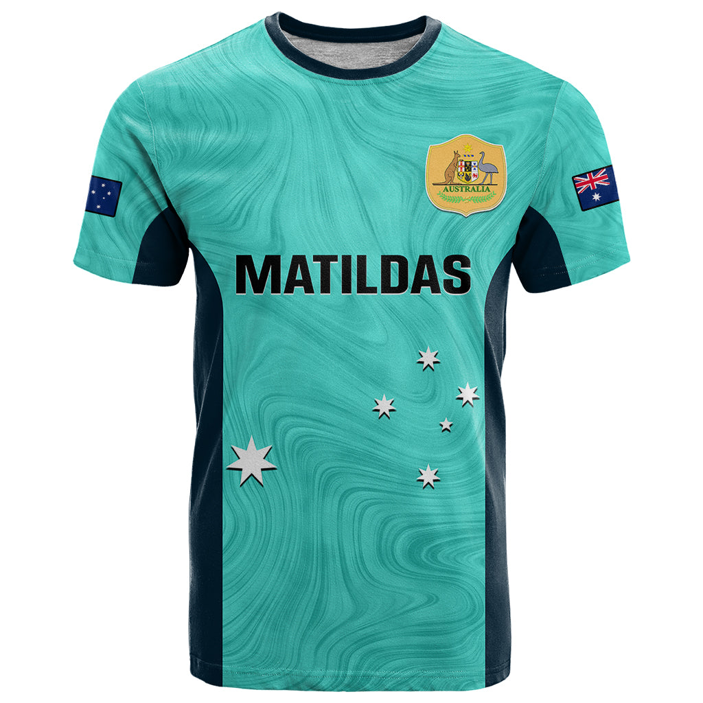 personalised-australia-soccer-t-shirt-turquoise-matildas-world-cup-2023-go-champions