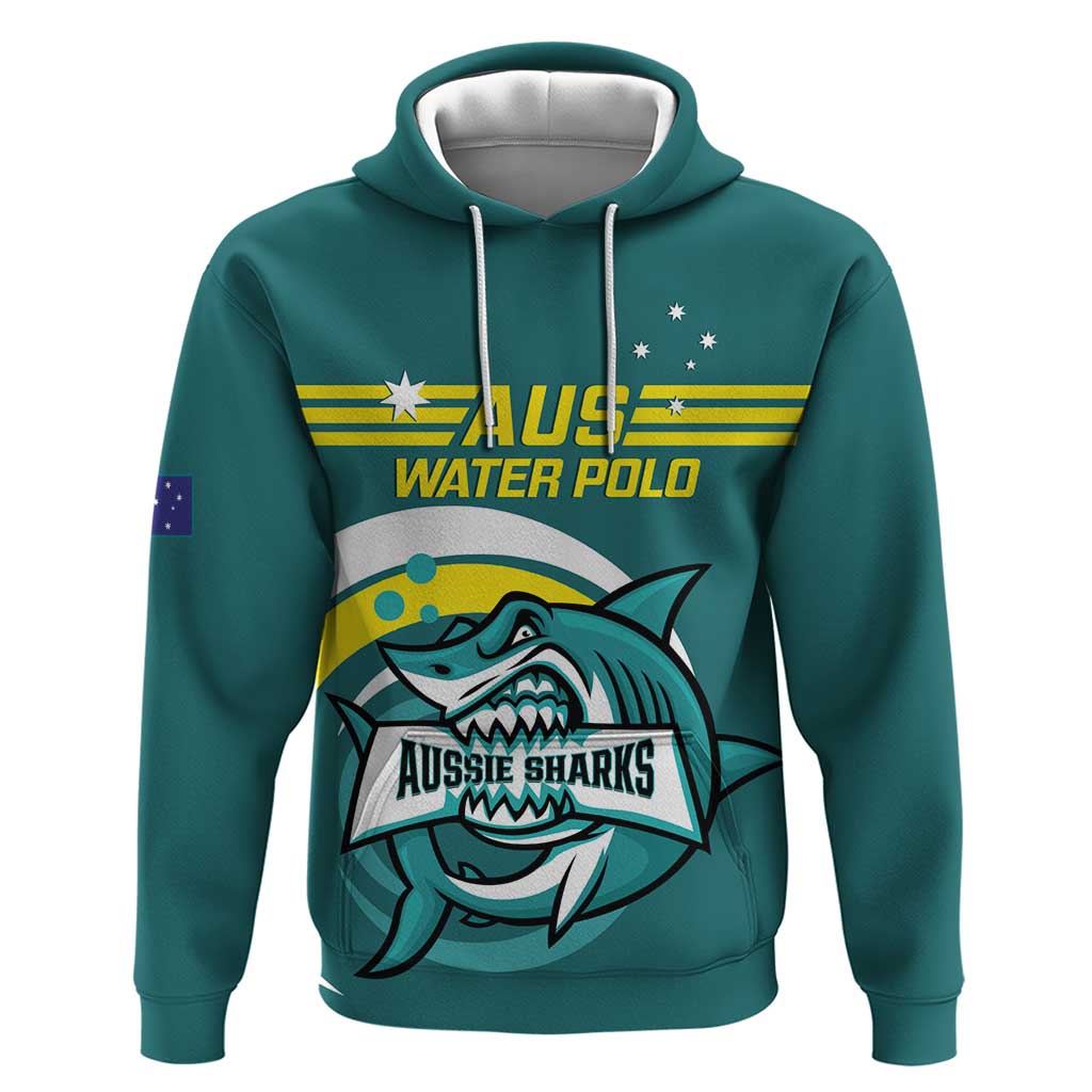 Custom Australia 2024 Water Polo Hoodie - Aussie Shark Design, Sporty Edition by Vibe Hoodie