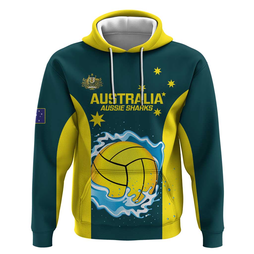 Custom Australia 2024 Water Polo Hoodie - Aussie Shark, National Colors, Edition by Vibe Hoodie