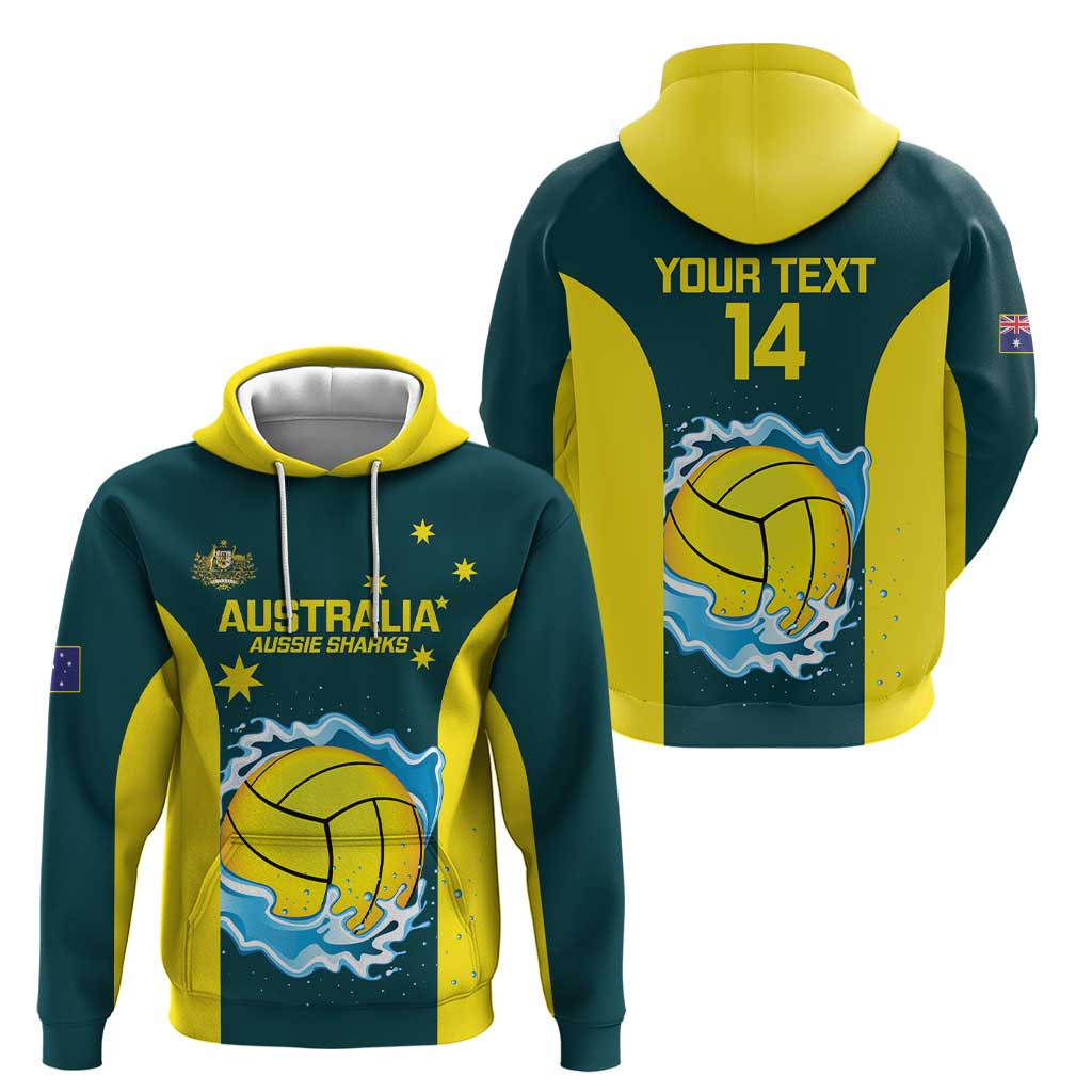 Custom Australia 2024 Water Polo Hoodie - Aussie Shark, National Colors, Edition by Vibe Hoodie