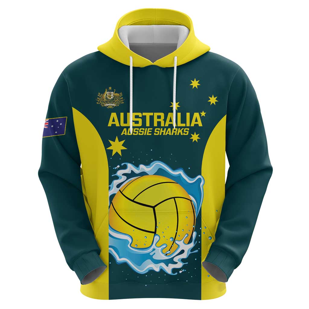 Custom Australia 2024 Water Polo Hoodie - Aussie Shark, National Colors, Edition by Vibe Hoodie