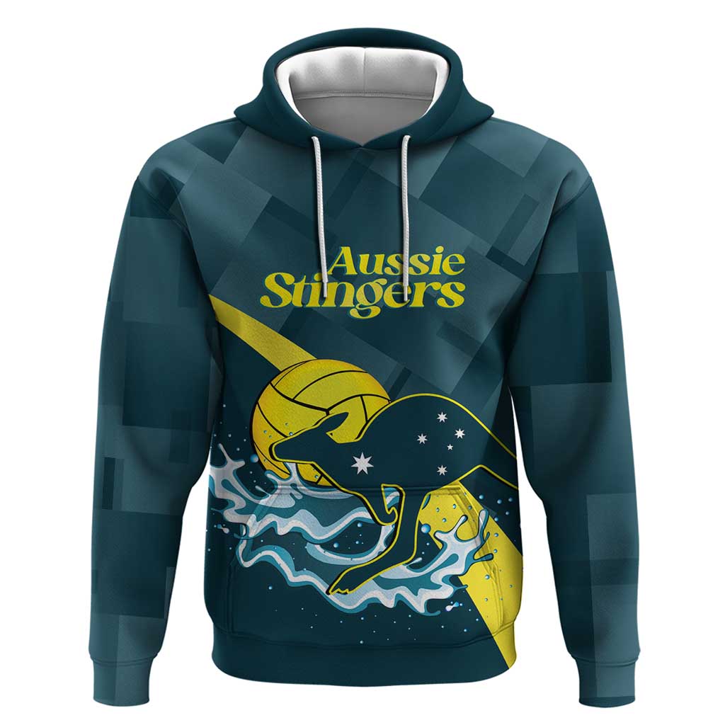 Custom Australia 2024 Water Polo Hoodie - Aussie Stingers Kangaroo, Sporty Edition by Vibe Hoodie