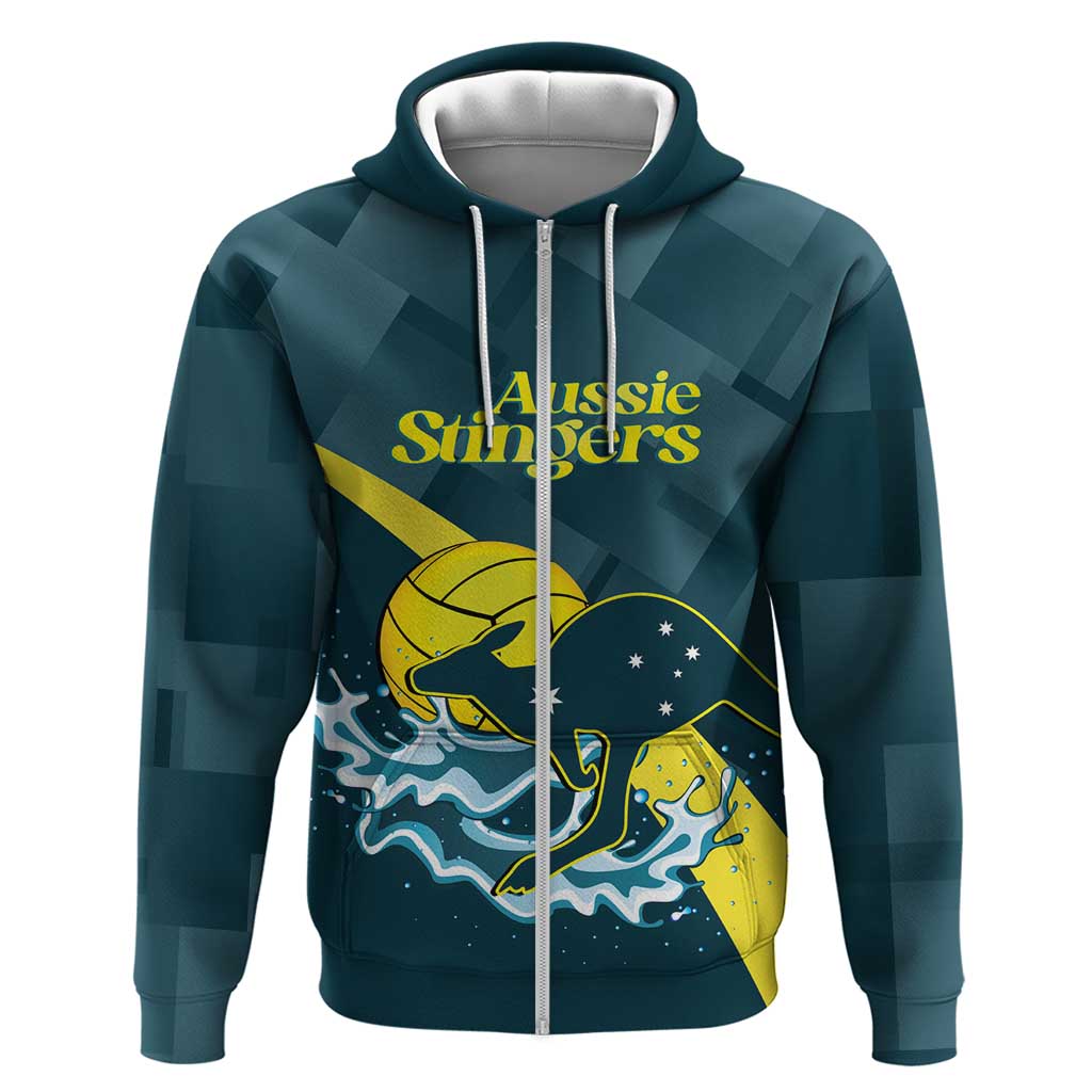 Custom Australia 2024 Water Polo Hoodie - Aussie Stingers Kangaroo, Sporty Edition by Vibe Hoodie