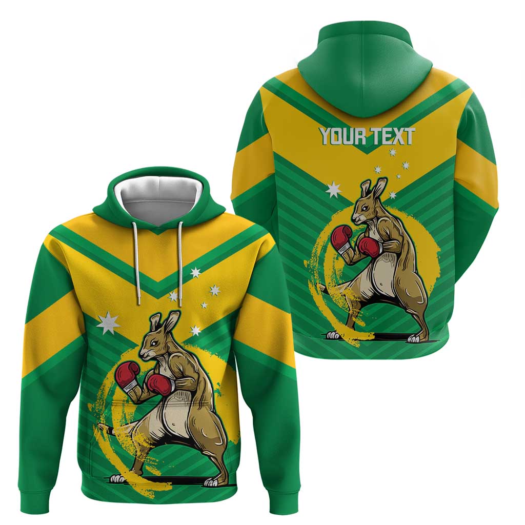 Custom Australia Hoodie - Boxing Kangaroo, Aussie Pride, National Colors by Vibe Hoodie