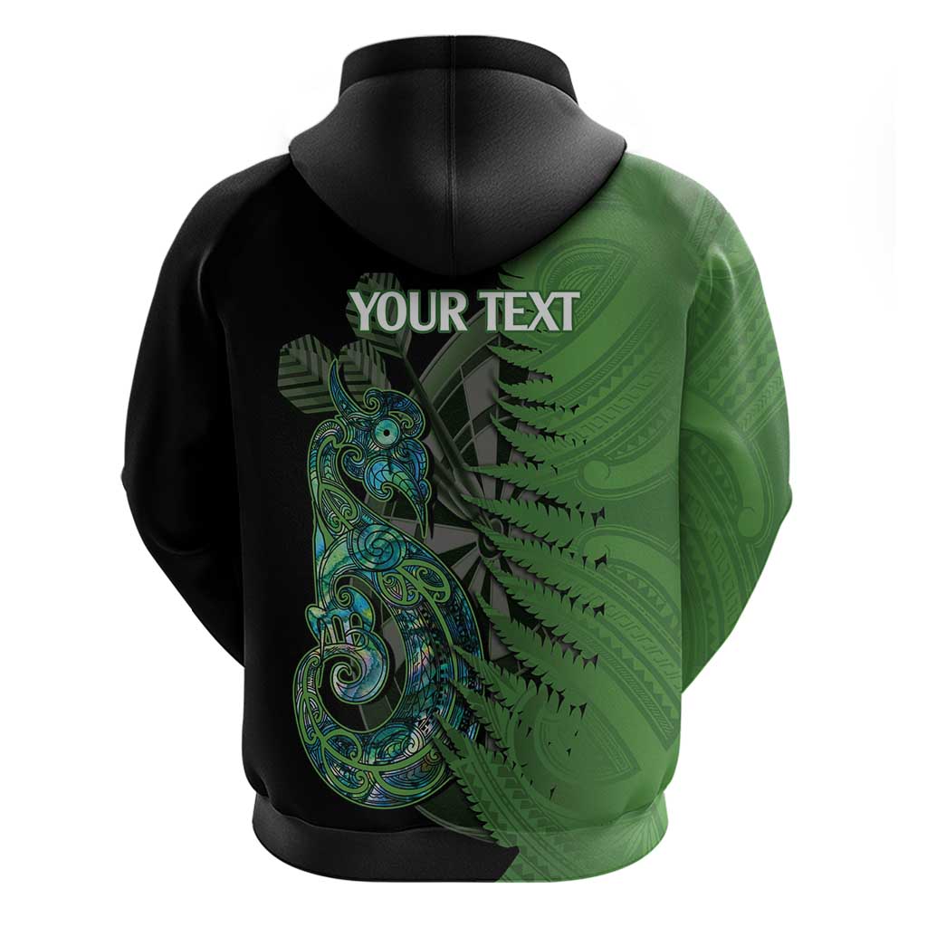 Custom New Zealand Darts Hoodie - Maori Fern, Manaia Tattoo Design by Vibe Hoodie