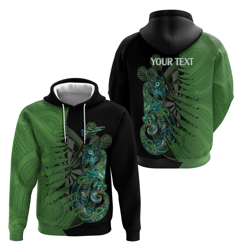 Custom New Zealand Darts Hoodie - Maori Fern, Manaia Tattoo Design by Vibe Hoodie
