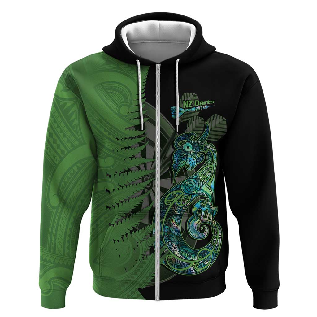 Custom New Zealand Darts Hoodie - Maori Fern, Manaia Tattoo Design by Vibe Hoodie