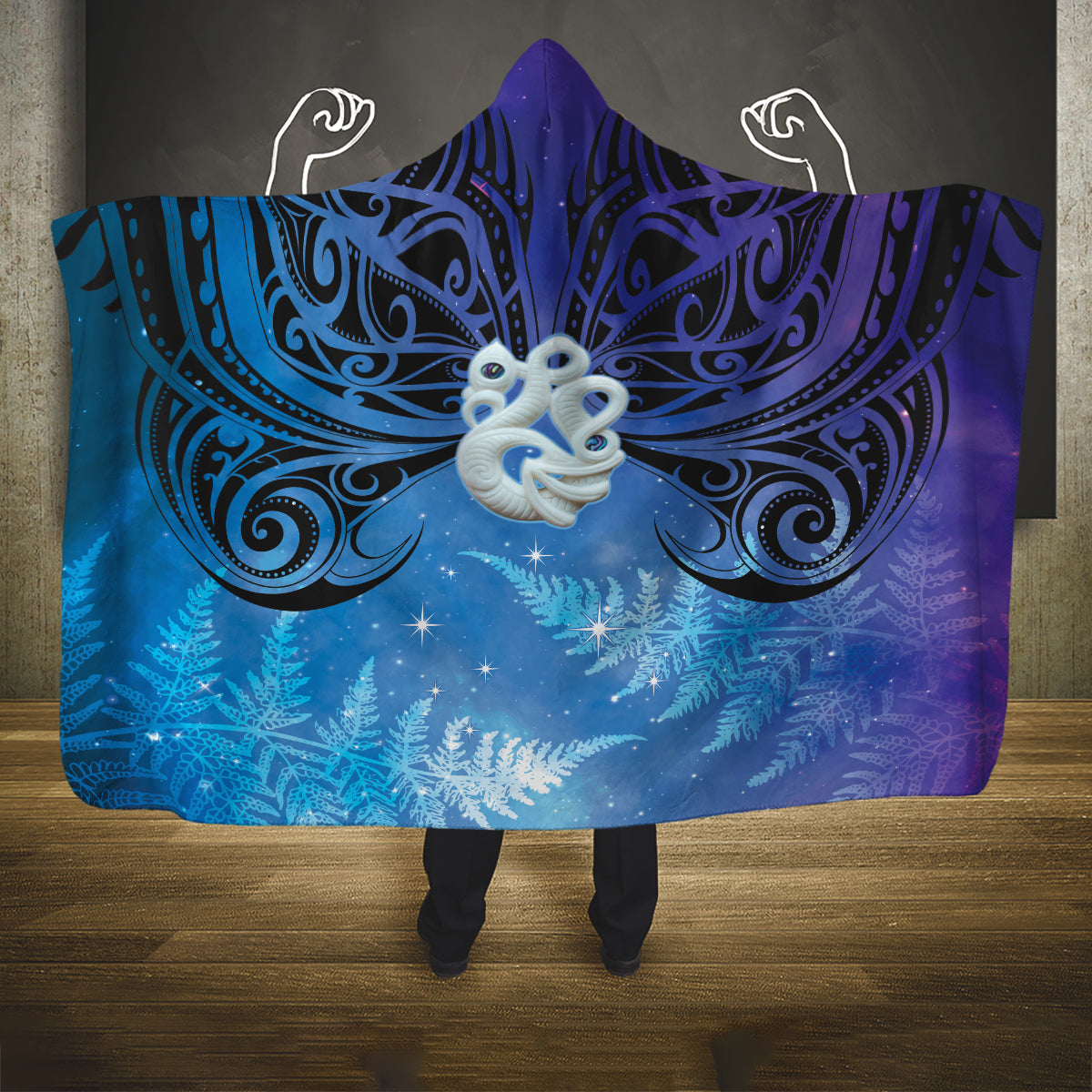 New Zealand Matariki Hooded Blanket Aotearoa Maori New Year Manaia Galaxy Vibes