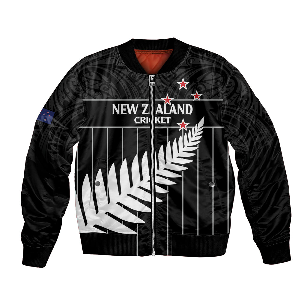 Custom New Zealand Silver Fern Cricket Bomber Jacket Aotearoa Maori Go Black Cap