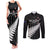 Custom New Zealand Silver Fern Cricket Couples Matching Tank Maxi Dress and Long Sleeve Button Shirt Aotearoa Maori Go Black Cap